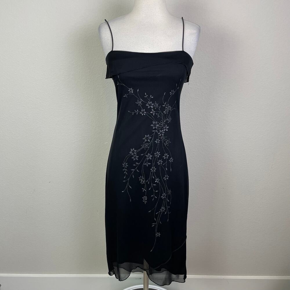 Byer Too Vintage Black Y2K Floral Midi Whimsygoth Dark Fairy Dress Small - Picture 2 of 7